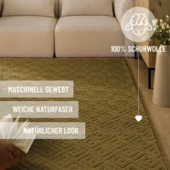 Kurzflor Teppich aus Schurwolle Blass Grün "Castello TWO" WECONhome