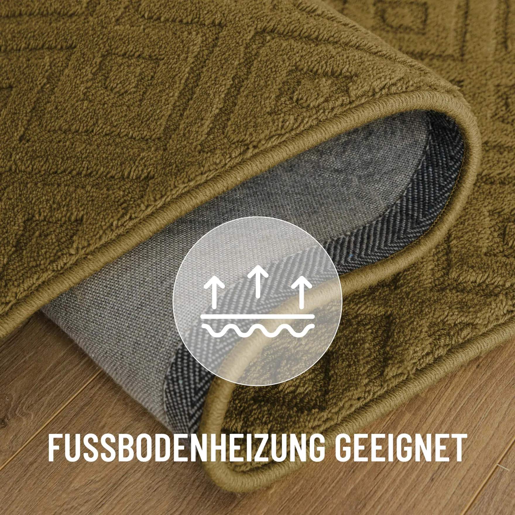 Kurzflor Teppich aus Schurwolle Blass Grün "Castello TWO" WECONhome