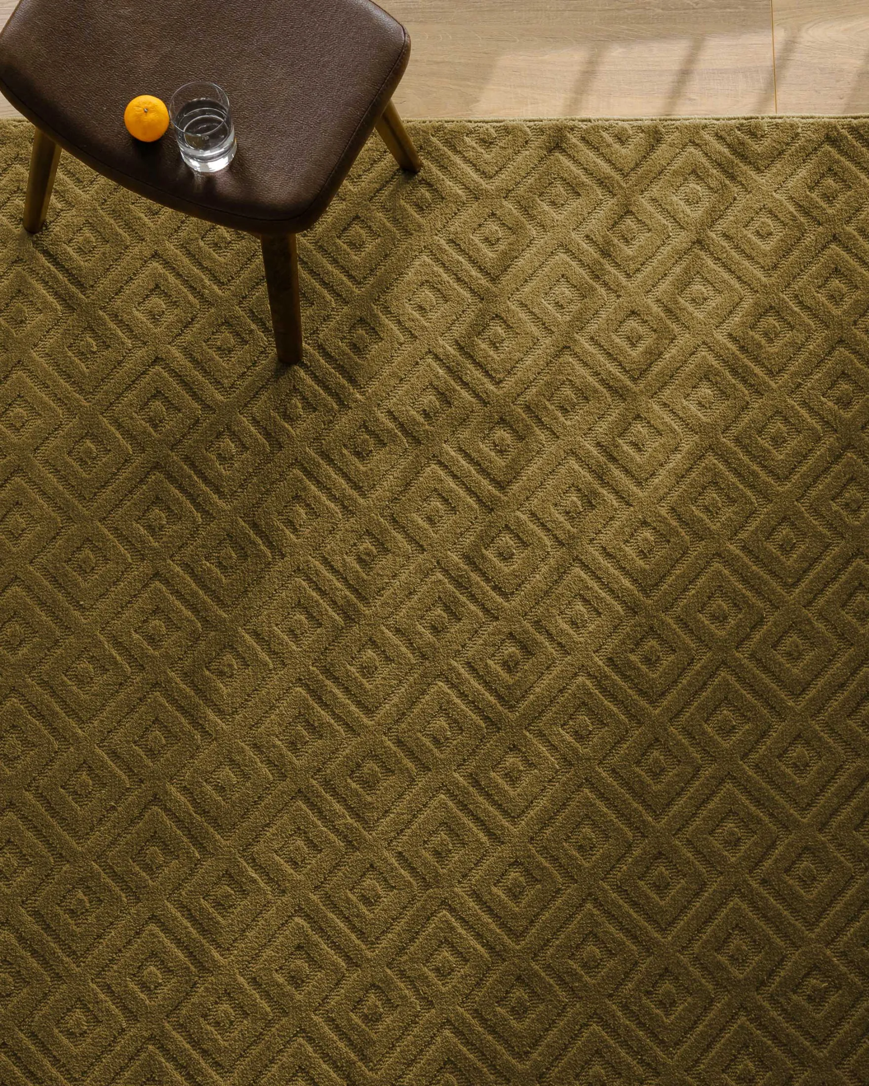 Kurzflor Teppich aus Schurwolle Blass Grün "Castello TWO" WECONhome