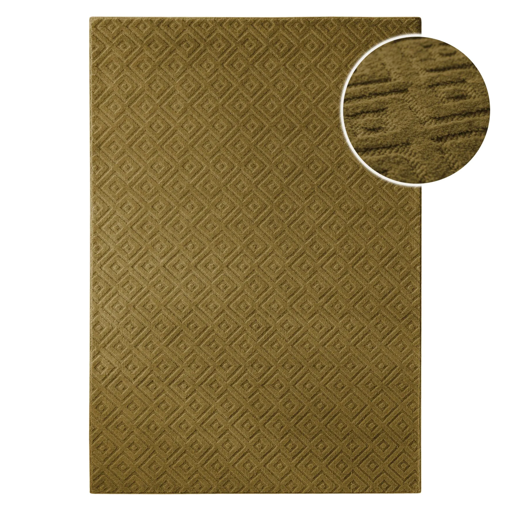 Kurzflor Teppich aus Schurwolle Blass Grün "Castello TWO" WECONhome