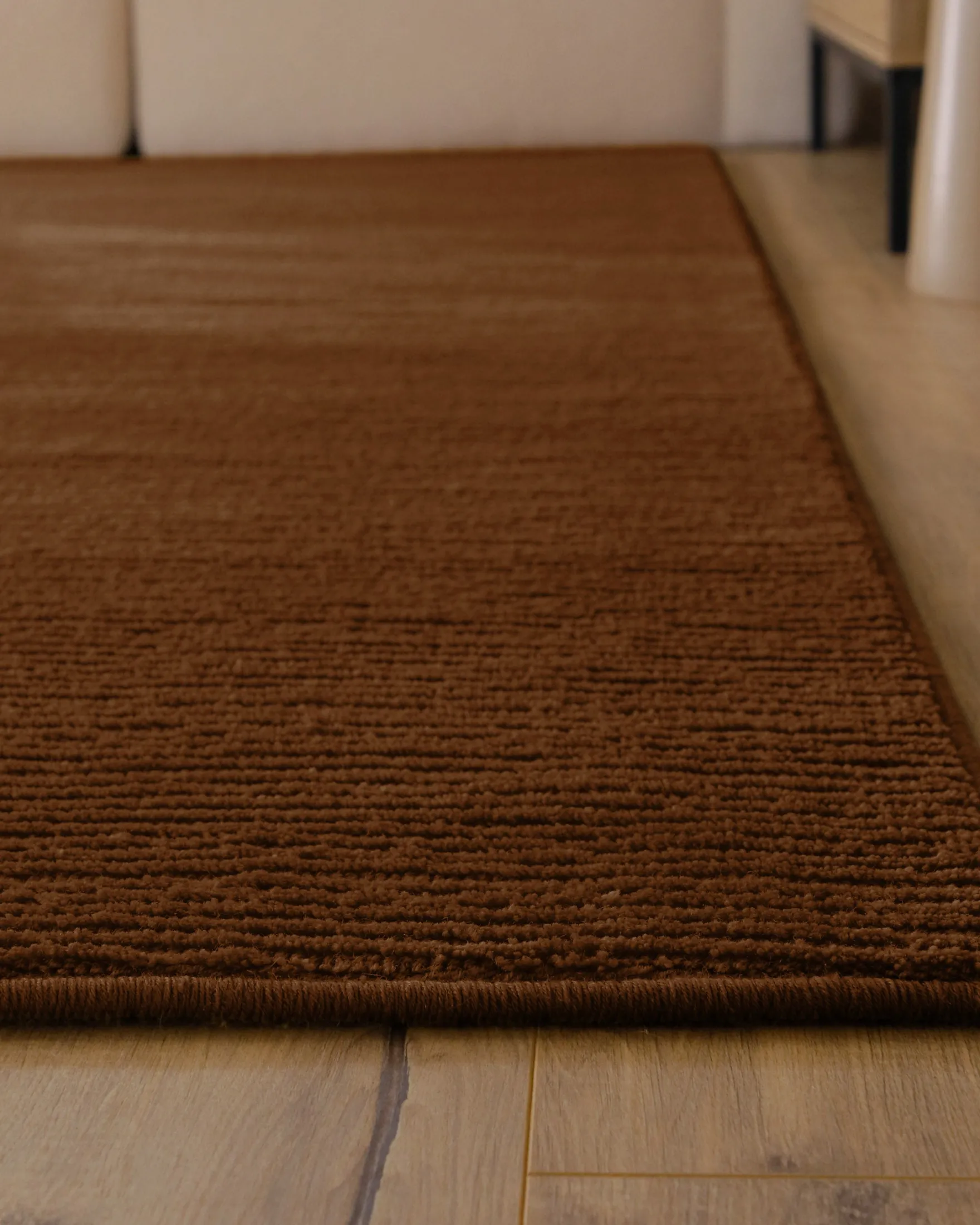Kurzflor Teppich aus Schurwolle Braun "Castello ONE" WECONhome