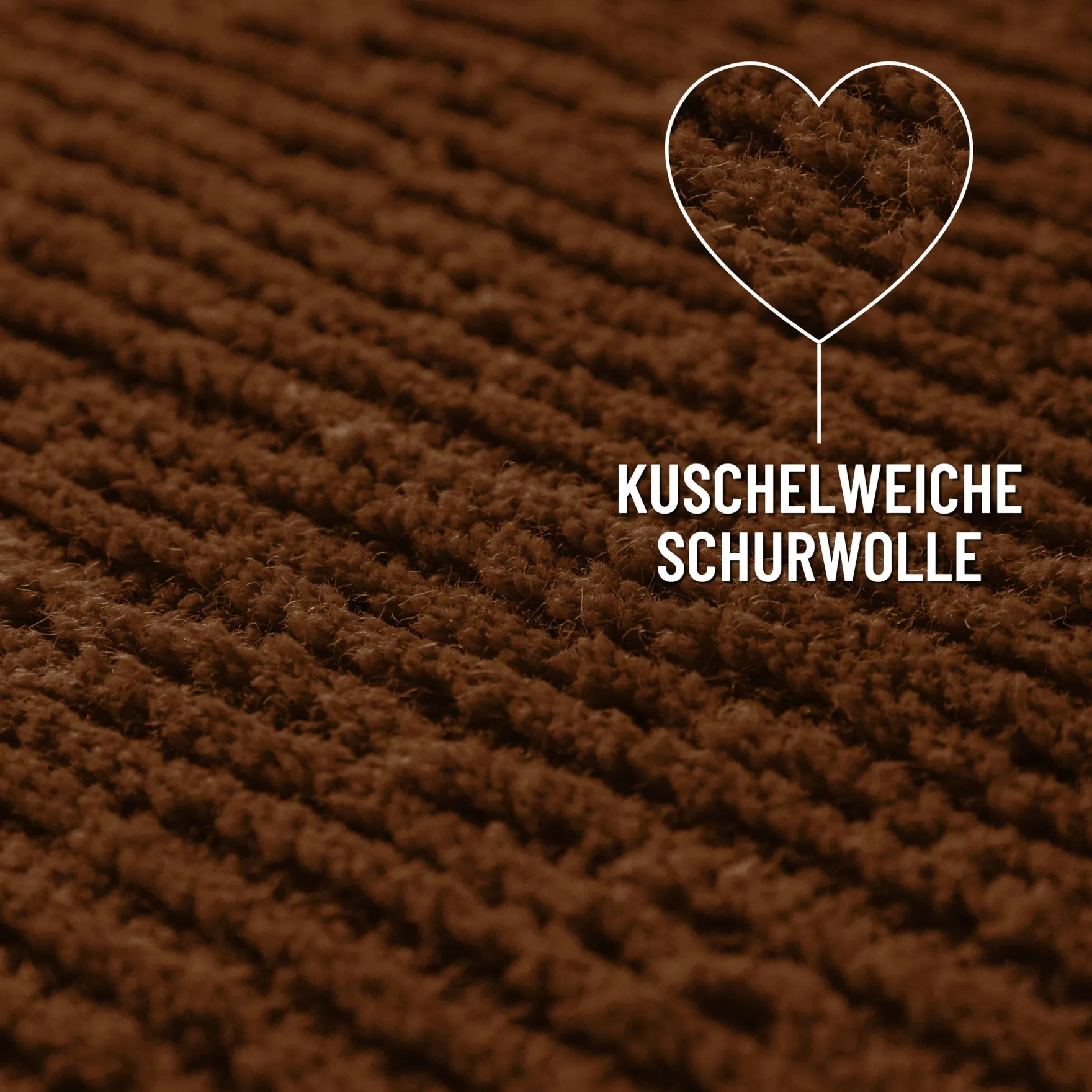 Kurzflor Teppich aus Schurwolle Braun "Castello ONE" WECONhome
