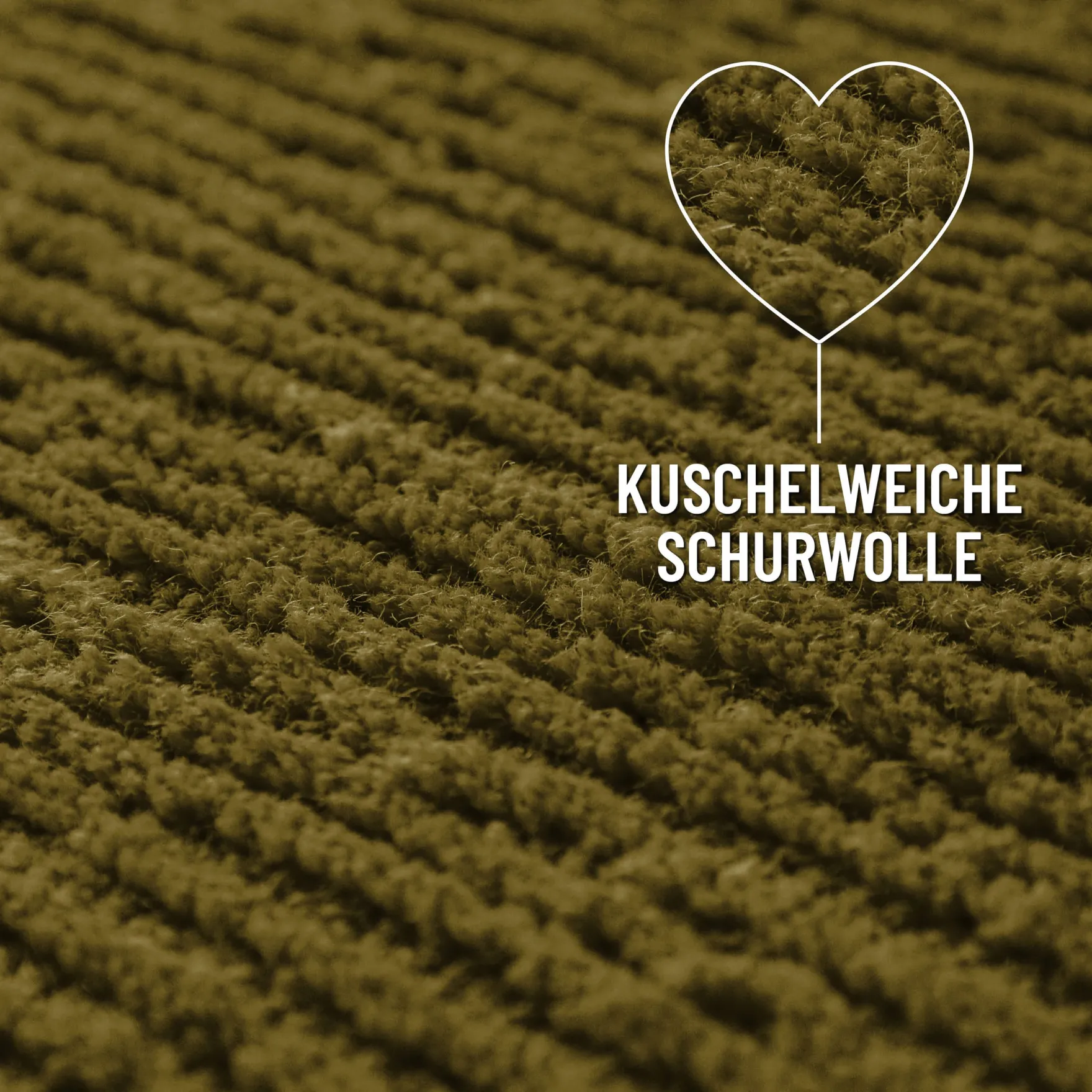 Kurzflor Teppich aus Schurwolle Oliv Grün "Castello ONE" WECONhome