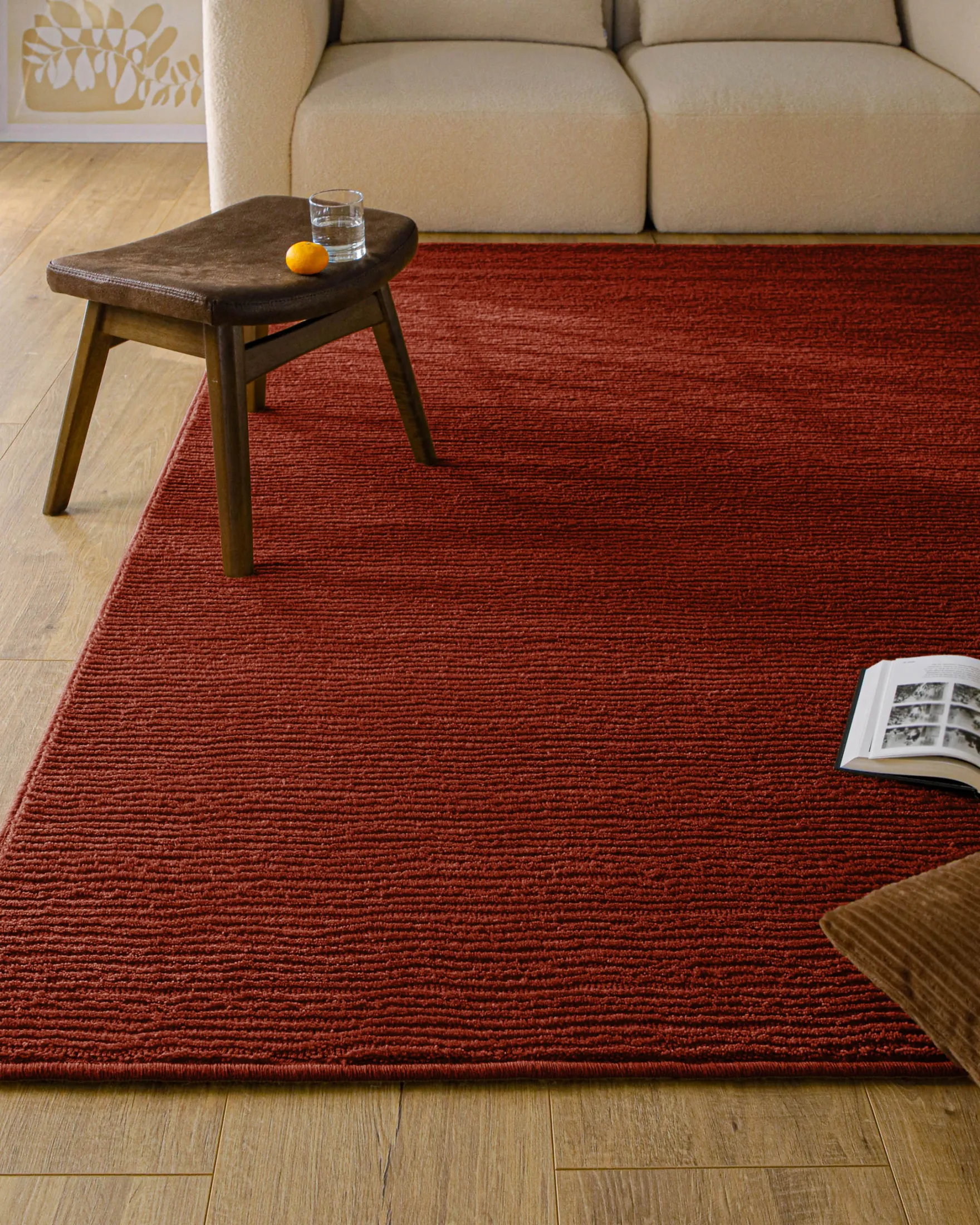 Kurzflor Teppich aus Schurwolle Purpur Rot "Castello ONE" WECONhome