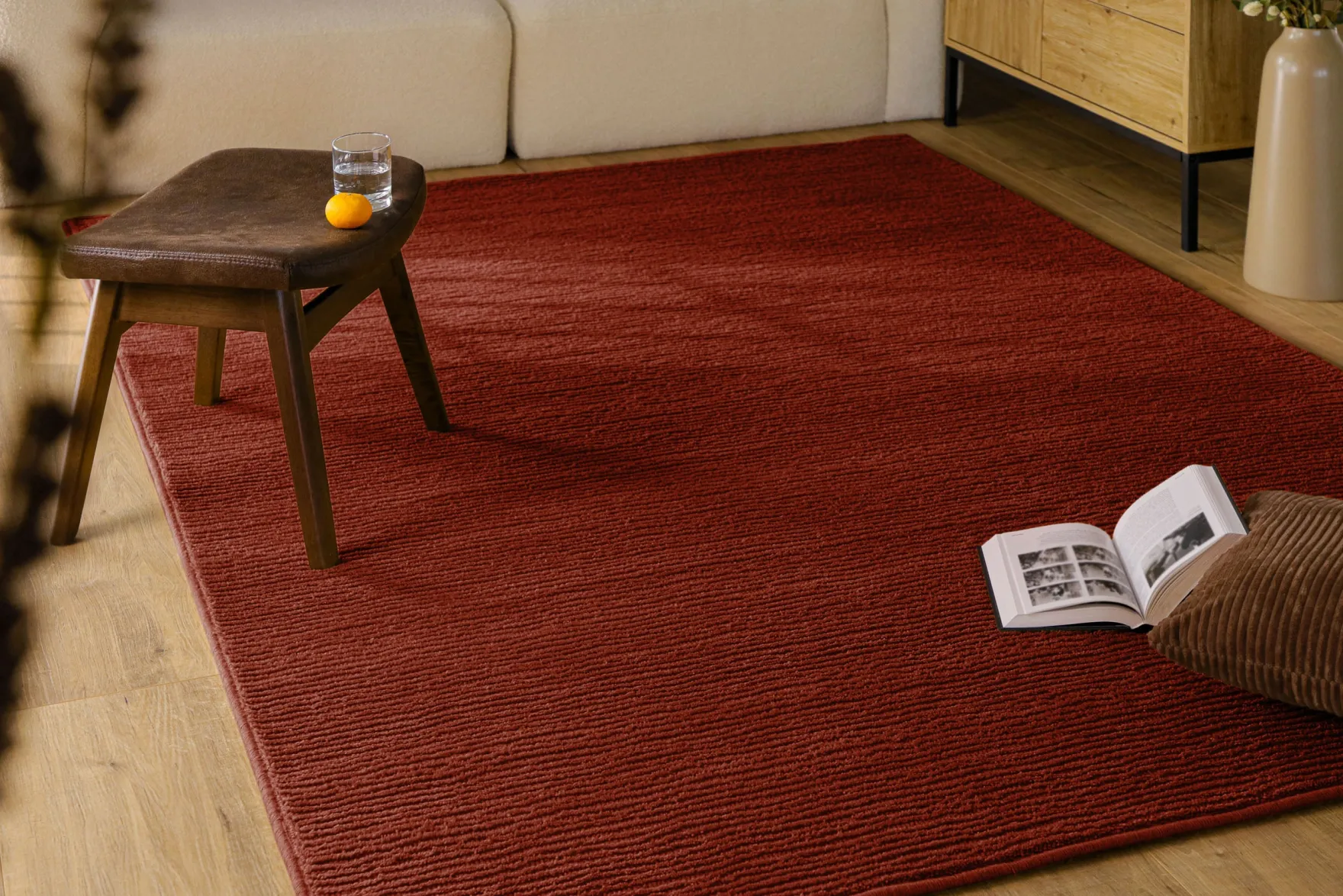 Kurzflor Teppich aus Schurwolle Purpur Rot "Castello ONE" WECONhome