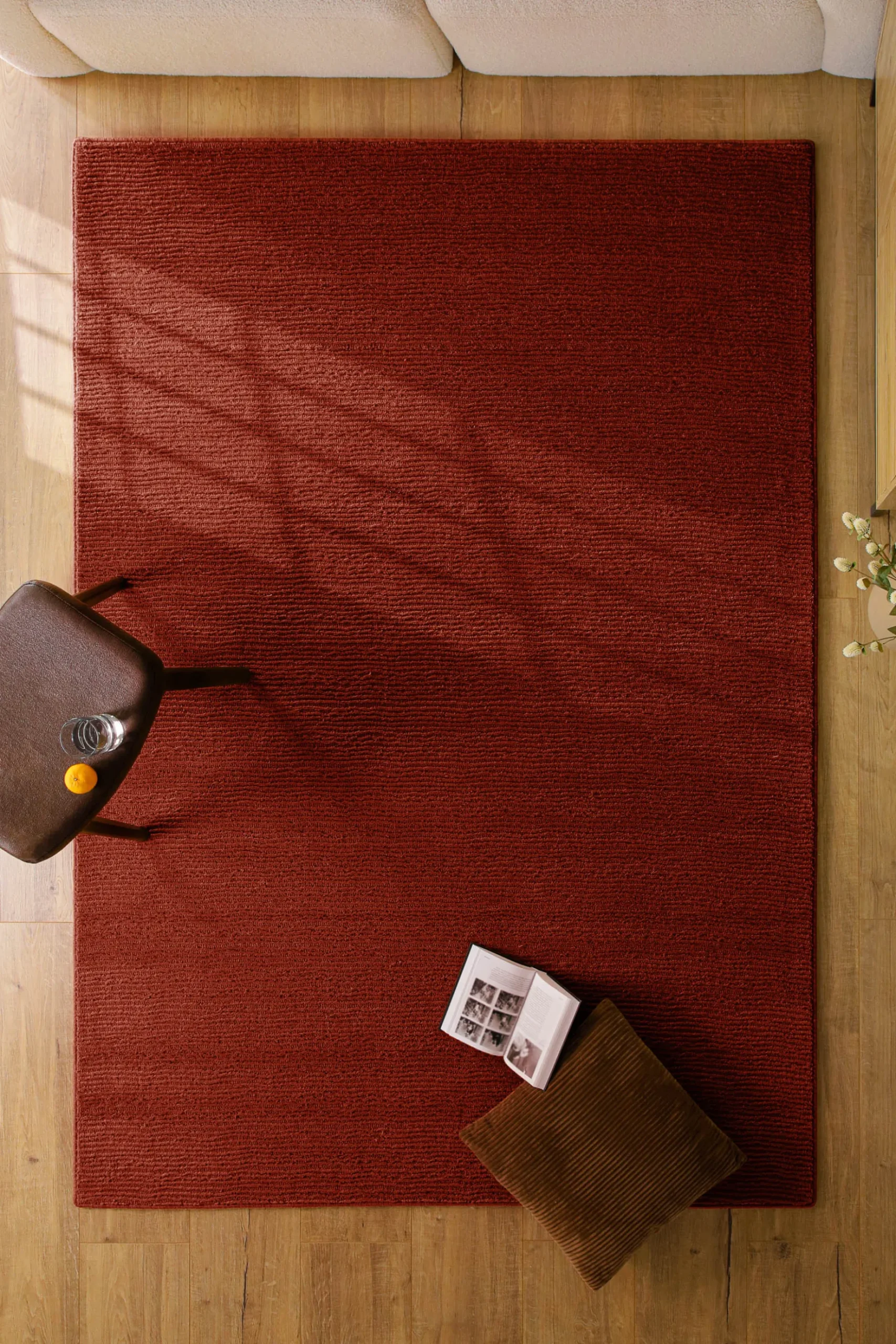 Kurzflor Teppich aus Schurwolle Purpur Rot "Castello ONE" WECONhome
