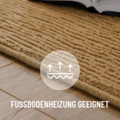Kurzflor Teppich aus Schurwolle Karamell "Castello ONE" WECONhome