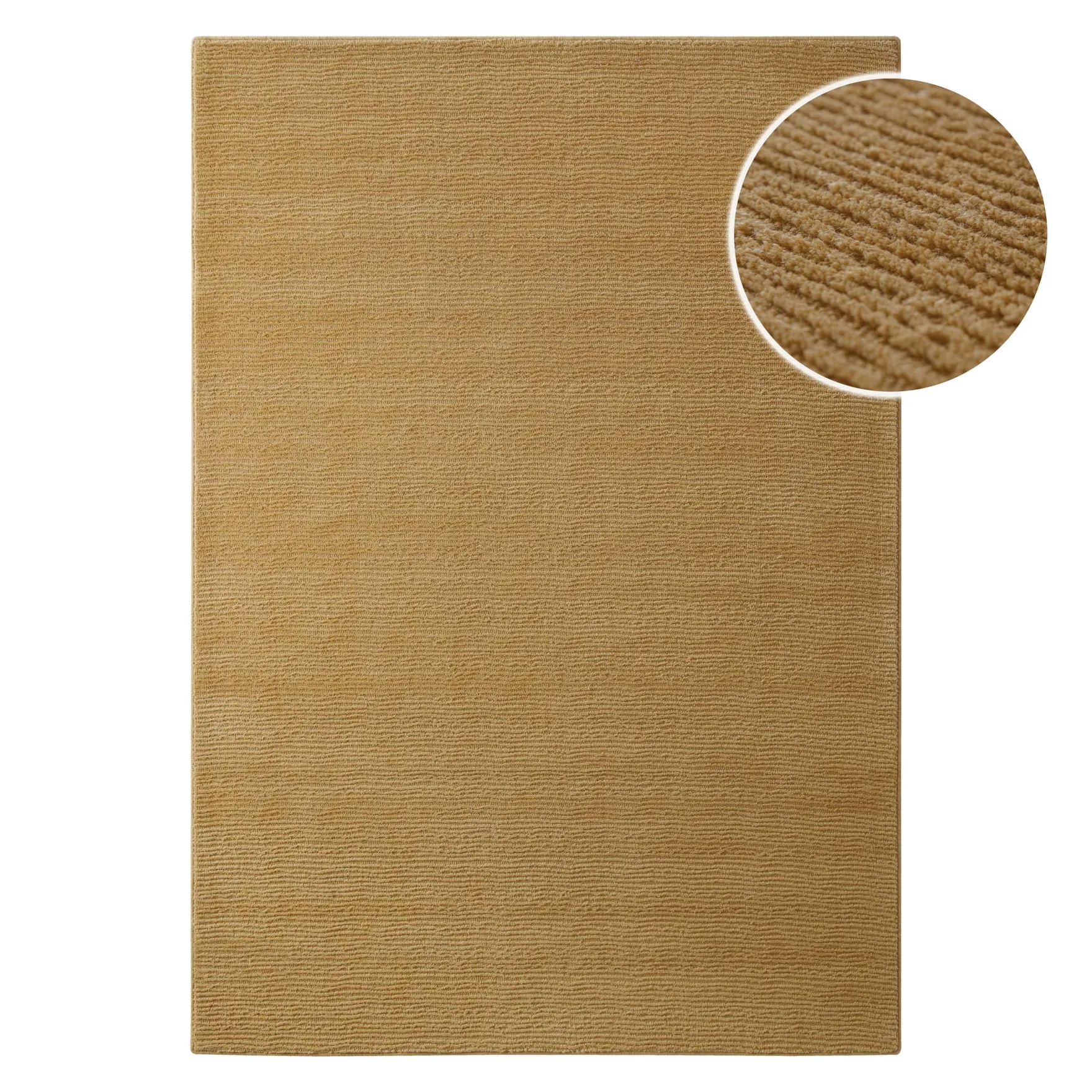 Kurzflor Teppich aus Schurwolle Karamell "Castello ONE" WECONhome