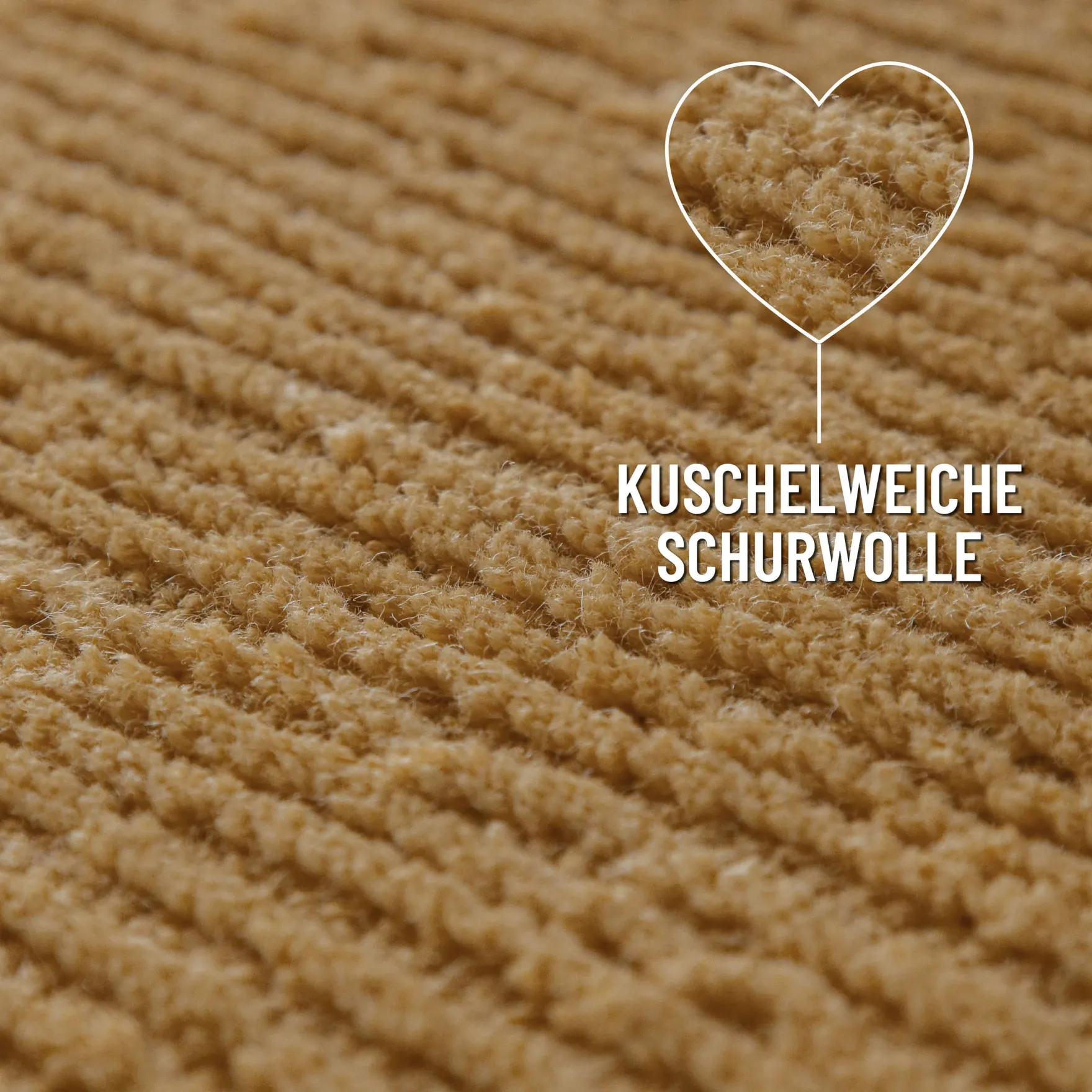 Kurzflor Teppich aus Schurwolle Karamell "Castello ONE" WECONhome