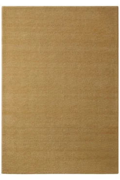 Kurzflor Teppich aus Schurwolle Karamell