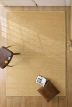 Kurzflor Teppich aus Schurwolle Sand Beige "Castello ONE" WECONhome
