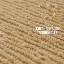 Kurzflor Teppich aus Schurwolle Sand Beige