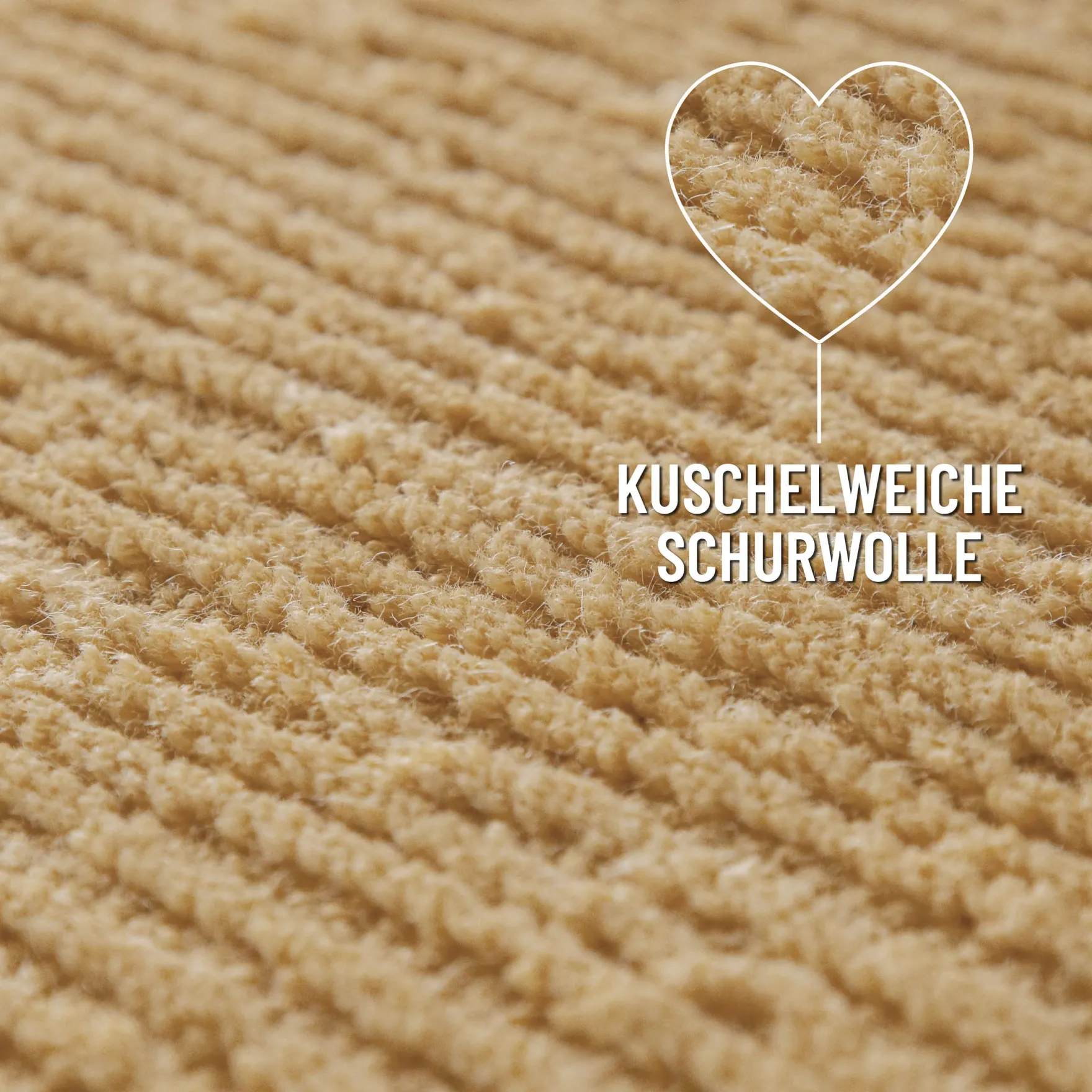 Kurzflor Teppich aus Schurwolle Sand Beige "Castello ONE" WECONhome