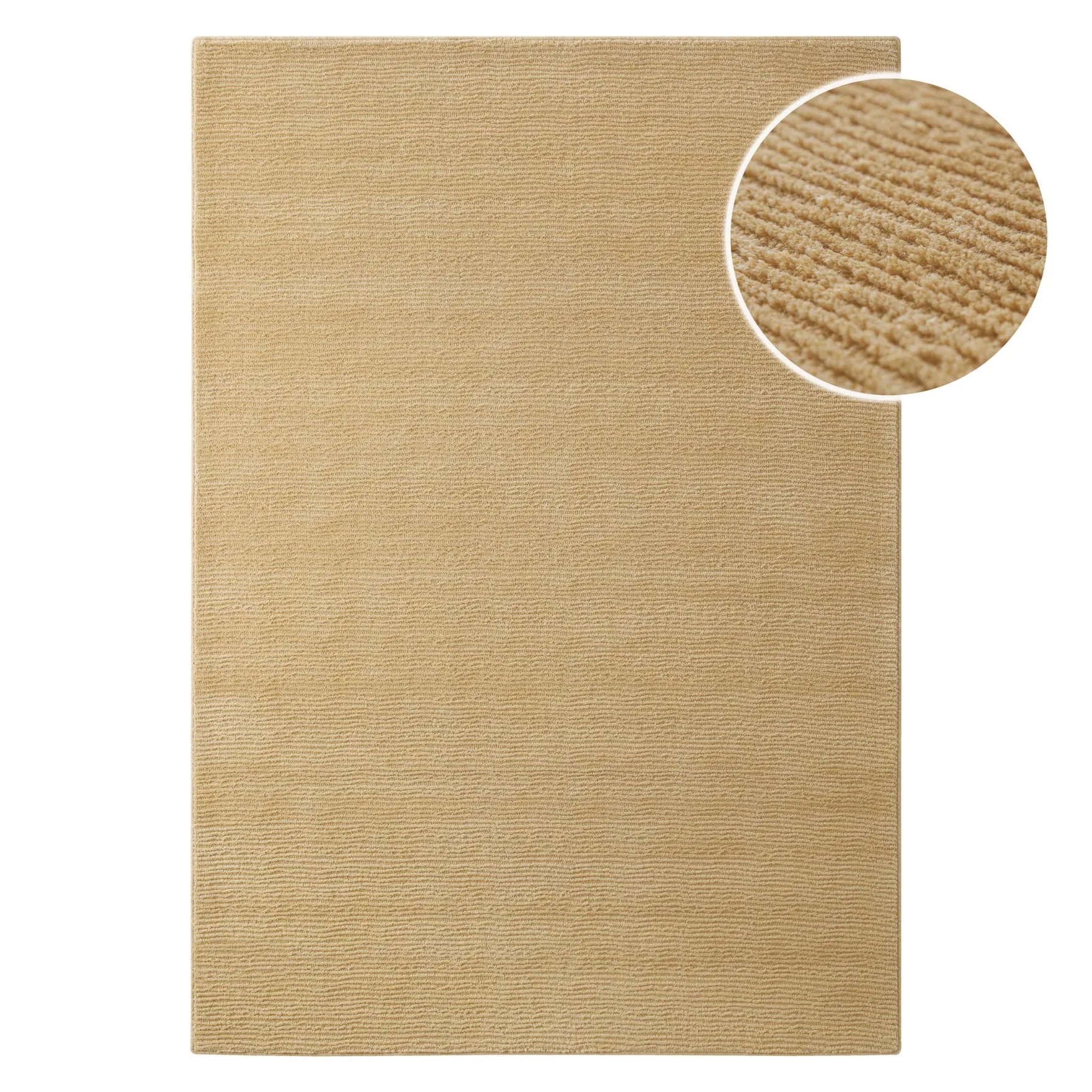 Kurzflor Teppich aus Schurwolle Sand Beige "Castello ONE" WECONhome