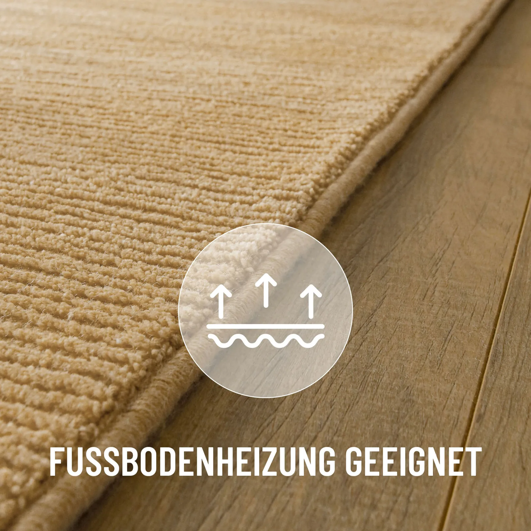 Kurzflor Teppich aus Schurwolle Sand Beige "Castello ONE" WECONhome