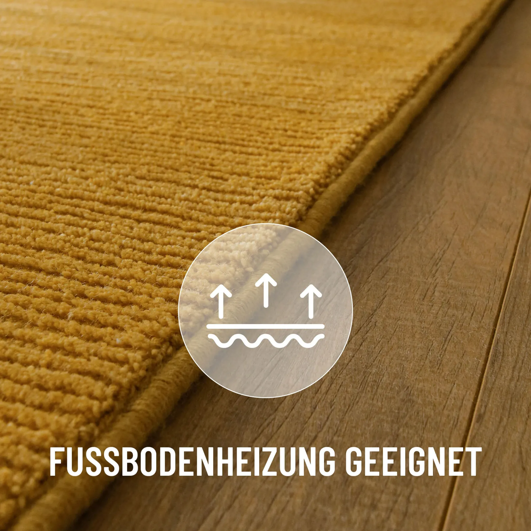Kurzflor Teppich aus Schurwolle Gelb "Castello ONE" WECONhome