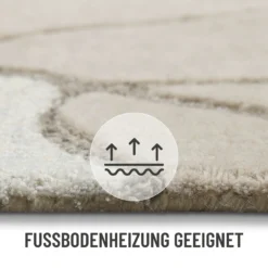Kurzflorteppich Beige aus Schurwolle 