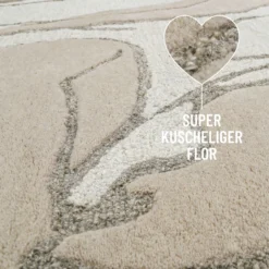 Kurzflorteppich Beige aus Schurwolle 