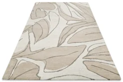 Kurzflorteppich Beige aus Schurwolle 