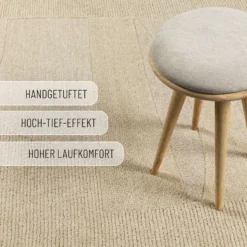 Kurzflorteppich Beige aus Schurwolle 