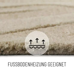Kurzflorteppich Beige aus Schurwolle 