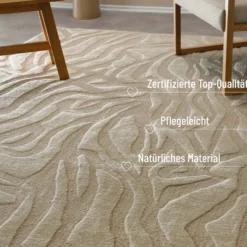 Kurzflorteppich Beige aus Schurwolle 