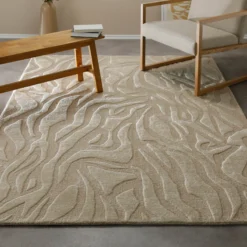 Kurzflorteppich Beige aus Schurwolle 