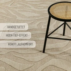 Kurzflorteppich Beige aus Schurwolle 