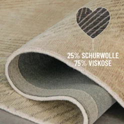 Kurzflorteppich Beige aus Viskose & Schurwolle "Skai" WECONhome