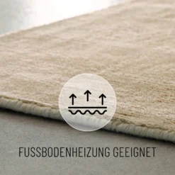 Kurzflorteppich Beige aus Viskose & Schurwolle
