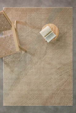 Kurzflorteppich Beige aus Viskose & Schurwolle