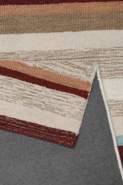Kurzflorteppich Beige Multi aus Schurwolle 