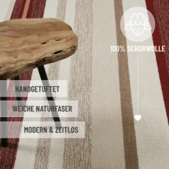 Kurzflorteppich Beige Multi aus Schurwolle 