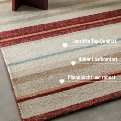 Kurzflorteppich Beige Multi aus Schurwolle 