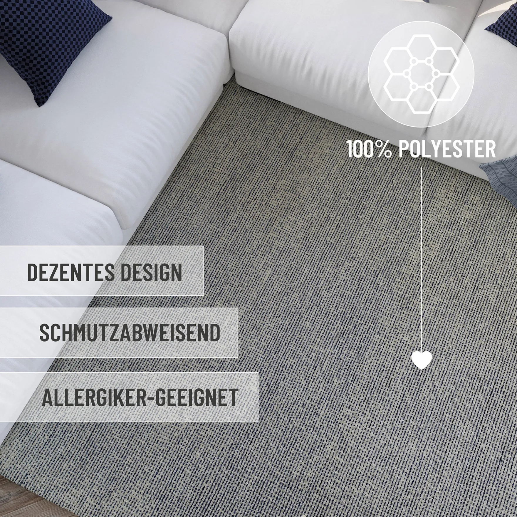 Kurzflor Teppich Blau "Hamptons THIRTYTWO" WECONhome