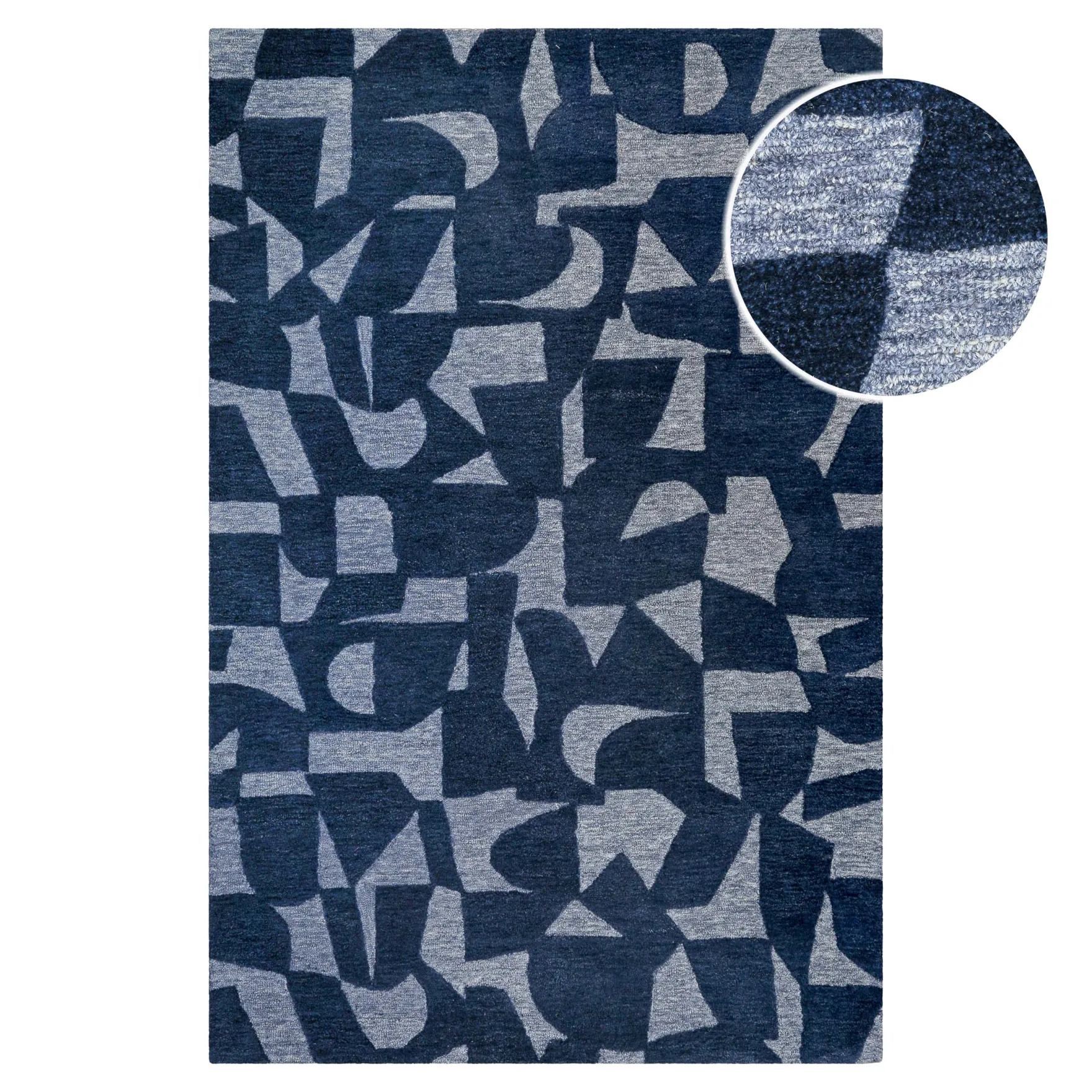 Kurzflorteppich Blau meliert aus Schurwolle "Ocean State" WECONhome