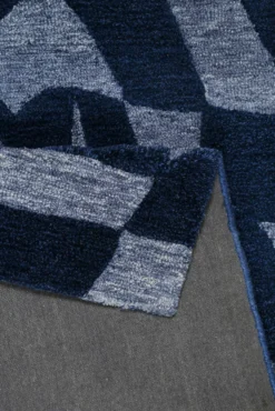 Kurzflorteppich Blau meliert aus Schurwolle