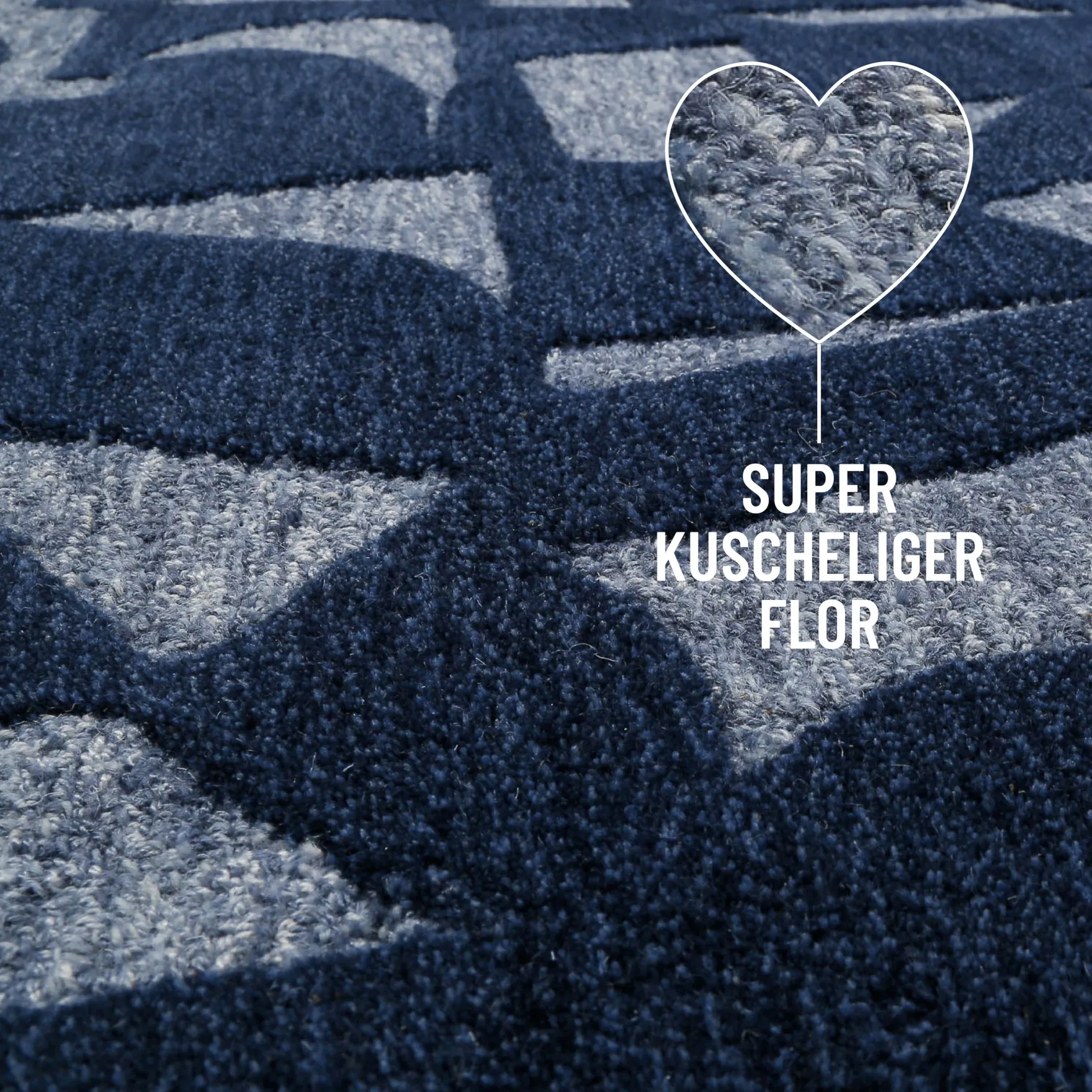 Kurzflorteppich Blau meliert aus Schurwolle "Ocean State" WECONhome