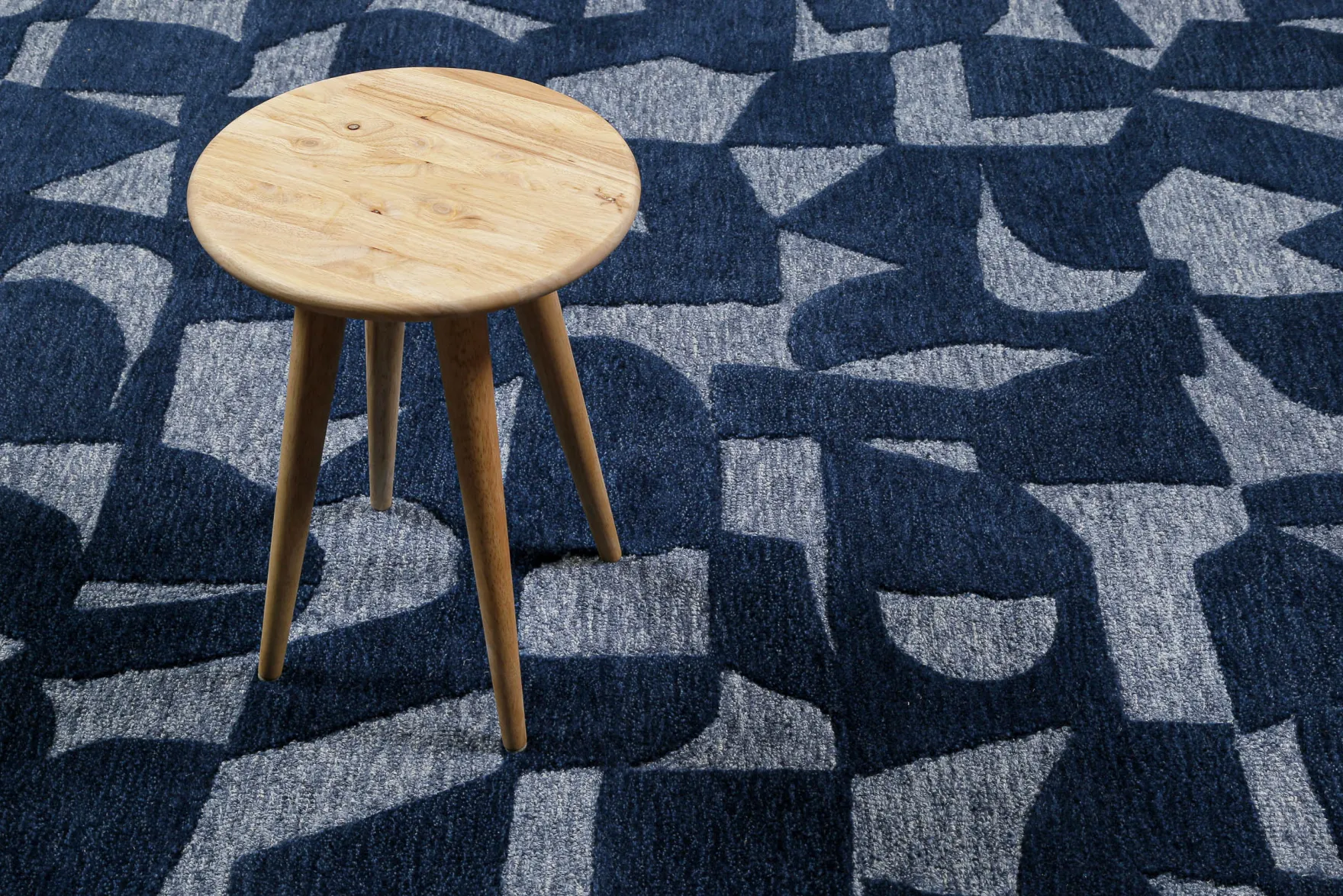 Kurzflorteppich Blau meliert aus Schurwolle "Ocean State" WECONhome