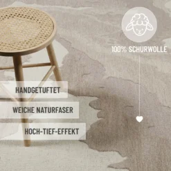 Kurzflorteppich Braun Multi aus Schurwolle