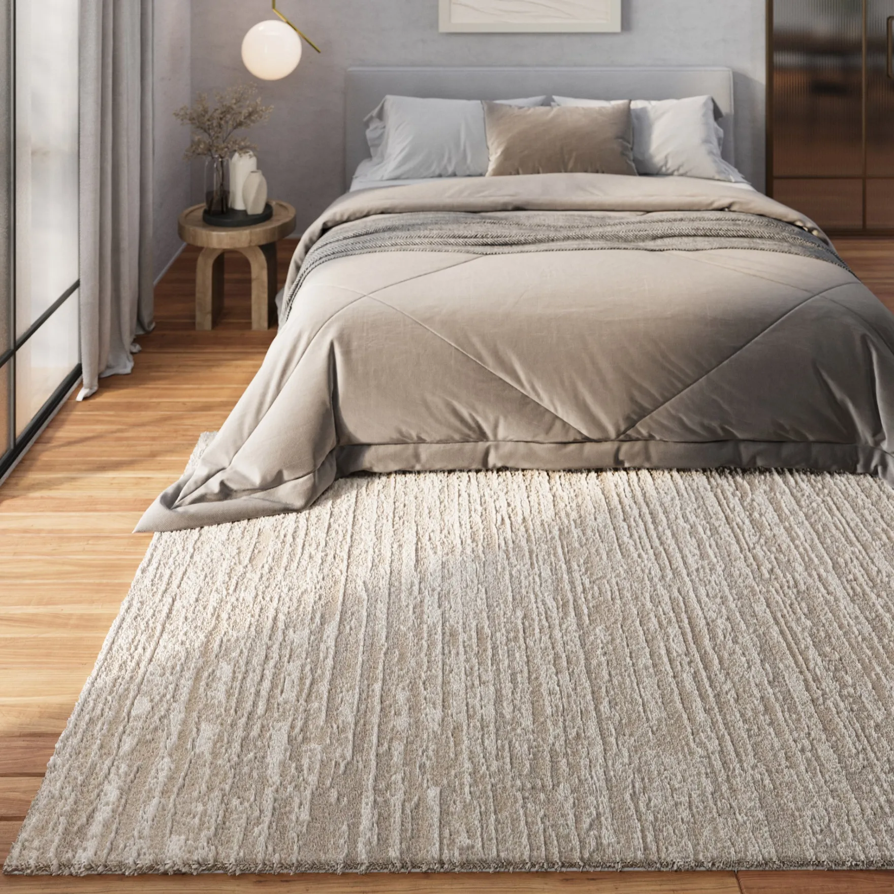 Kurzflor Teppich Creme Beige "Peer" WECONhome