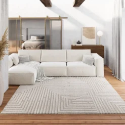 Kurzflor Teppich Creme Beige