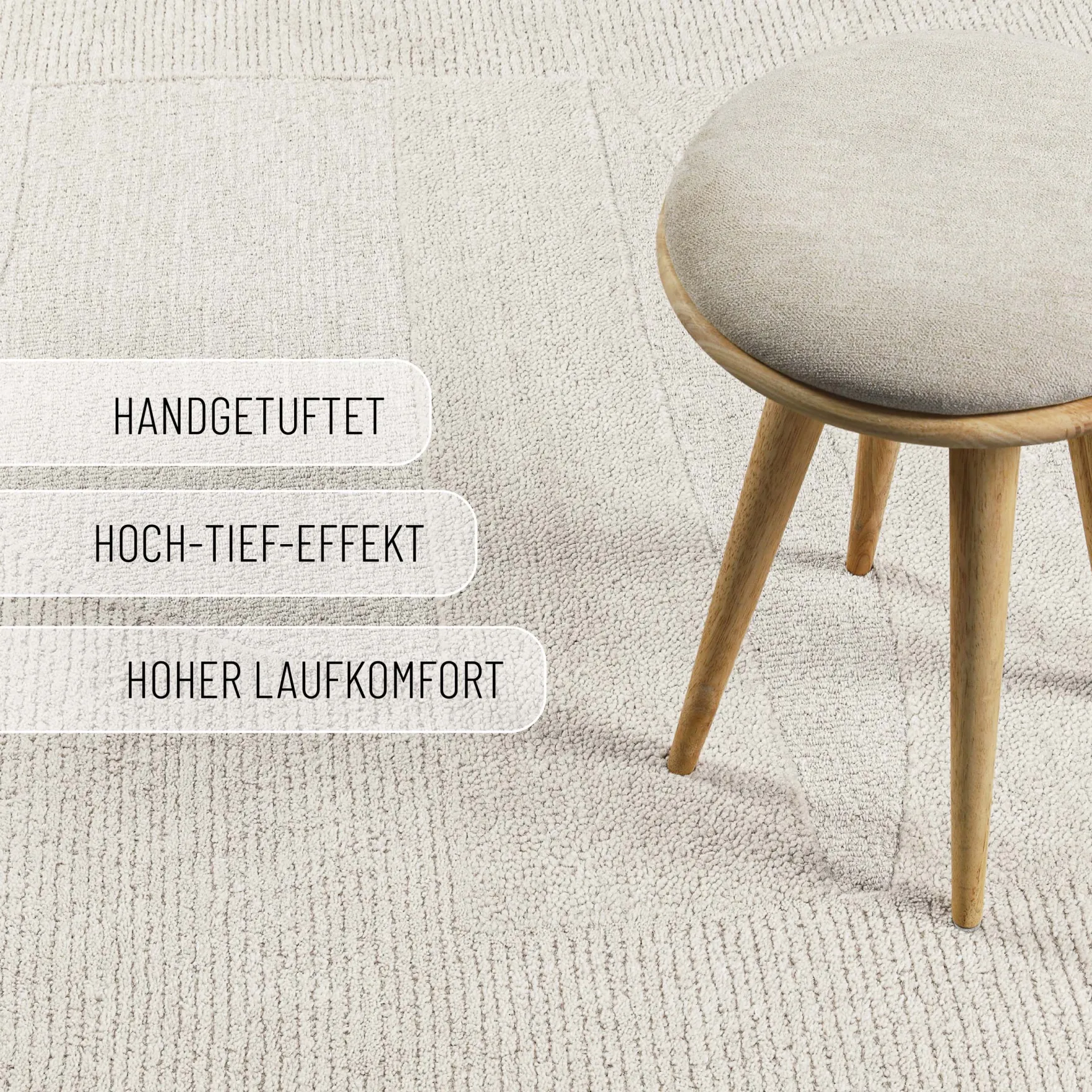 Kurzflorteppich Creme Weiß aus Schurwolle "Dodo" WECONhome