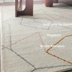 Kurzflorteppich Creme Weiß aus Schurwolle "Nox" WECONhome