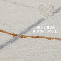 Kurzflorteppich Creme Weiß aus Schurwolle