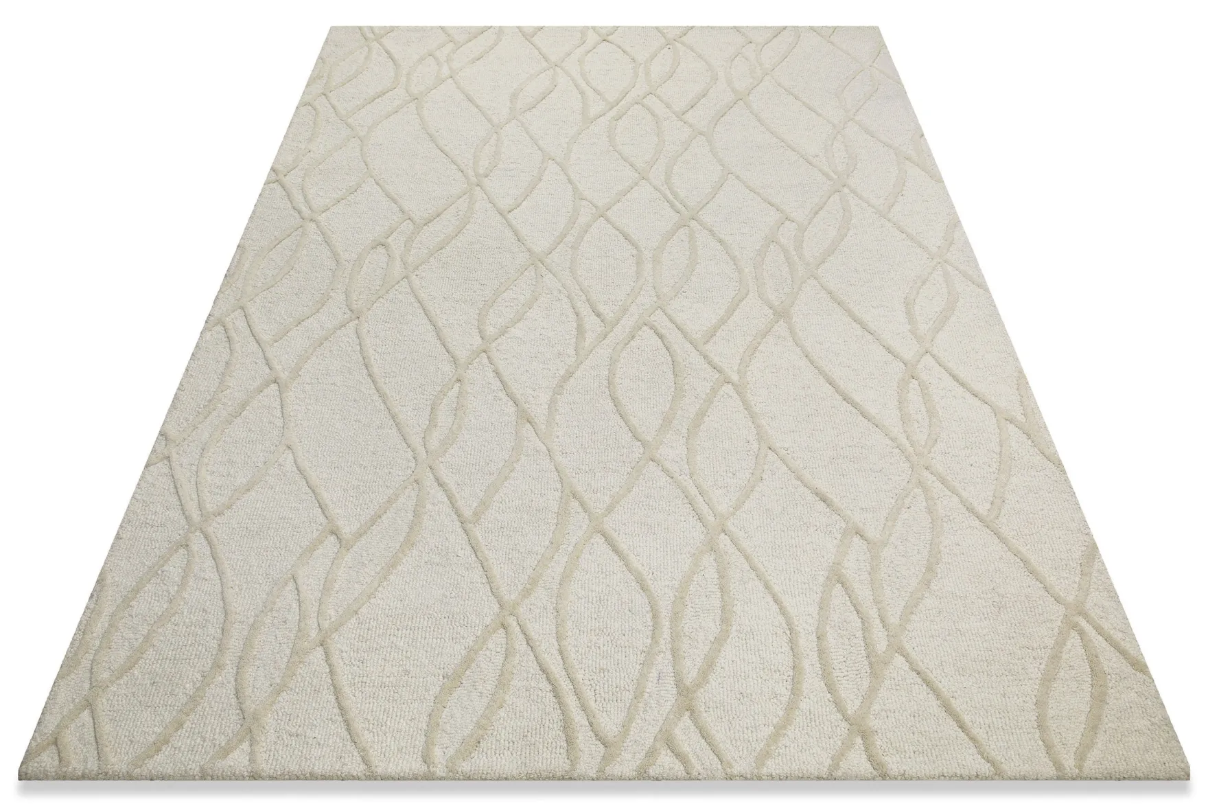 Kurzflor Teppich Creme Weiß aus Schurwolle "Hamptons TWENTYTHREE" WECONhome
