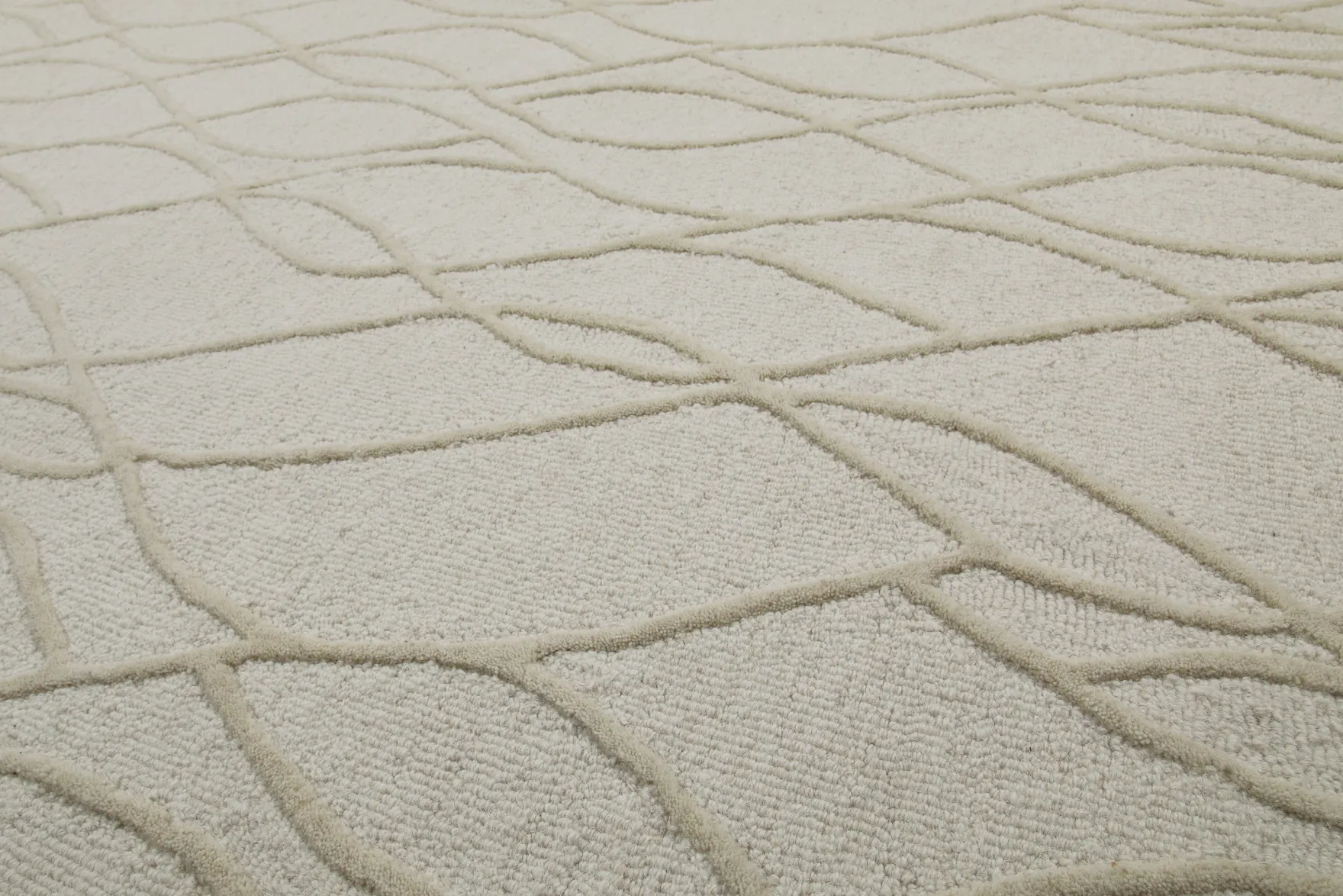 Kurzflor Teppich Creme Weiß aus Schurwolle "Hamptons TWENTYTHREE" WECONhome