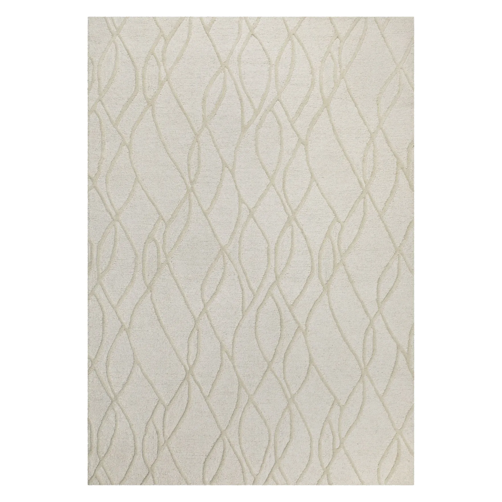 Kurzflor Teppich Creme Weiß aus Schurwolle "Hamptons TWENTYTHREE" WECONhome