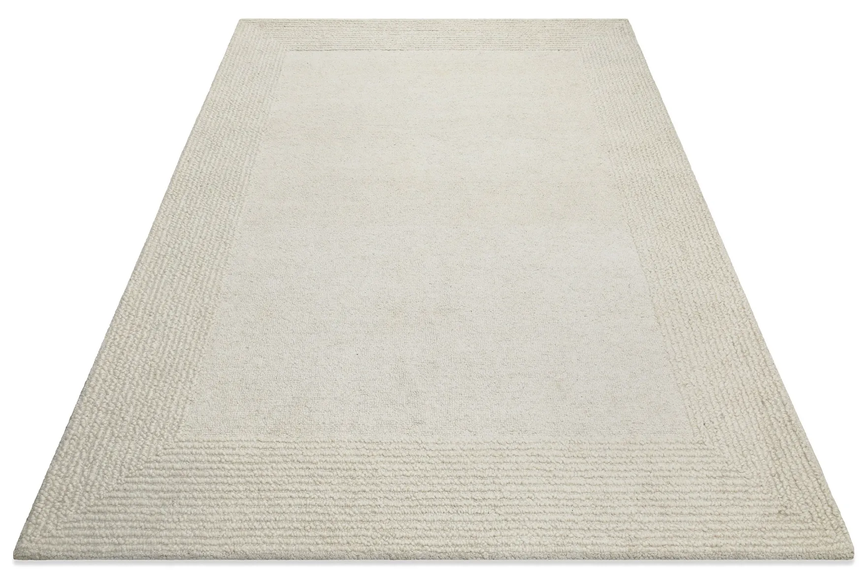 Kurzflor Teppich Creme Weiß aus Schurwolle "Hamptons TWENTYONE" WECONhome