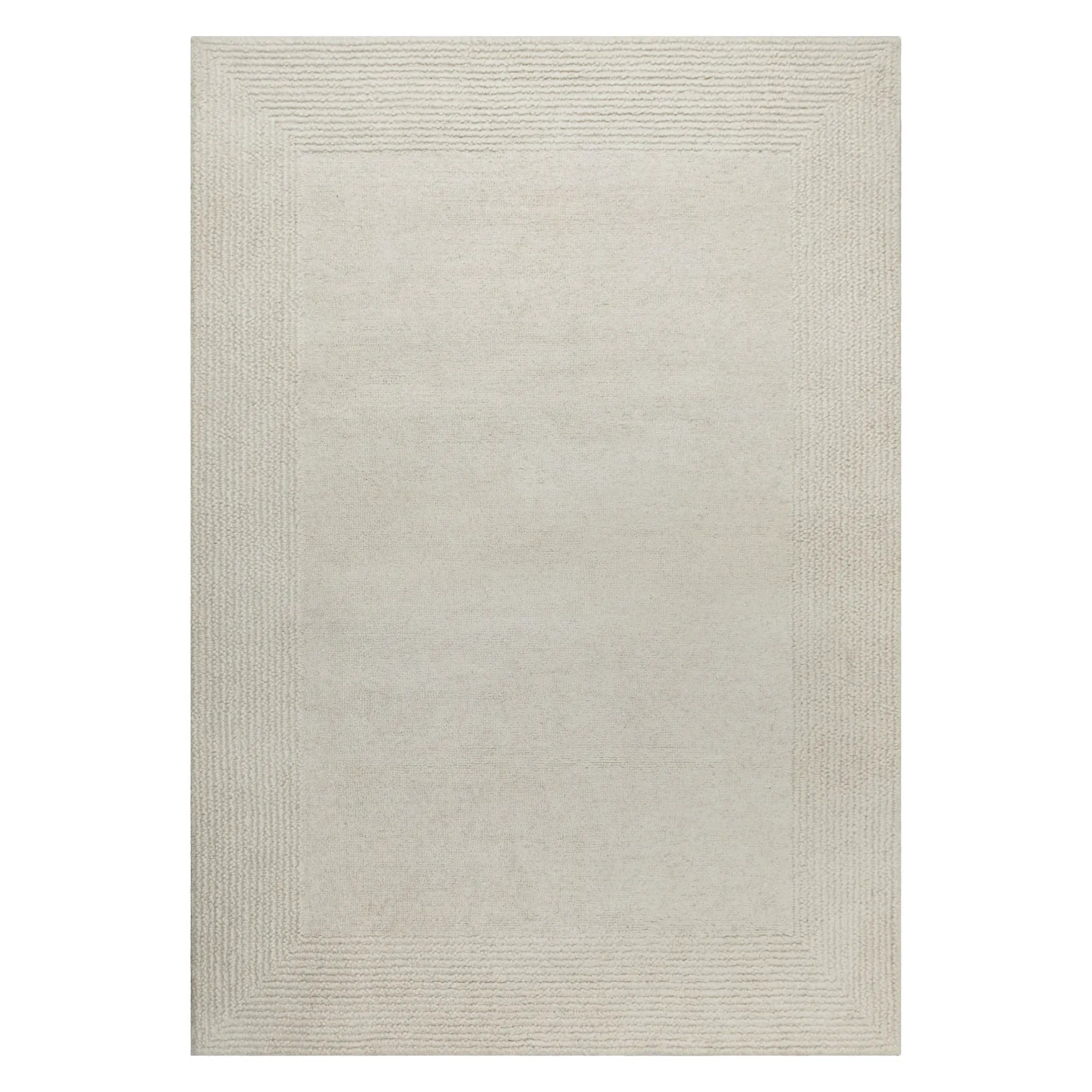 Kurzflor Teppich Creme Weiß aus Schurwolle "Hamptons TWENTYONE" WECONhome